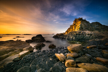 Dawn on volcanic rocky in Phu Yen province, Vietnam