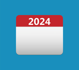 2024 calendar icon. 2024 calendar Date Month icon. Isolated on blue background