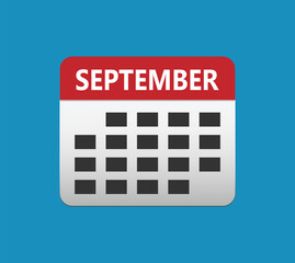 September calendar icon. September calendar Date Month icon. Isolated on blue background