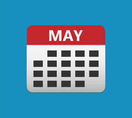 May calendar icon. May calendar Date Month icon. Isolated on blue background