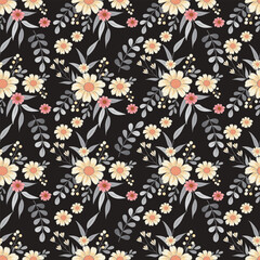 Colorful flowers seamless pattern for fabric textile, wallpaper, and fashion