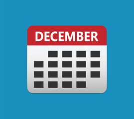 December calendar icon. December calendar Date Month icon. Isolated on blue background