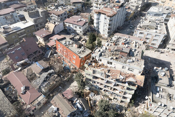 Antakya, Hatay, Turkey- February 7th, 2023: Earthquake destroyed firsth anatolian mosque Habibi Neccar. Turkey earthquake, kahramanmaras, gaziantep, adana, Hatay, adiyaman February 2023