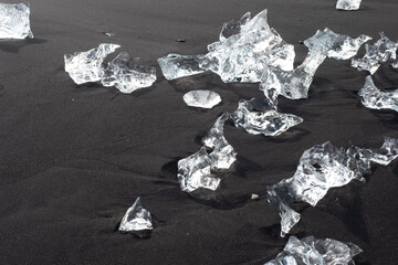 Ice floes and smaller chunks broken off larger icebergs tha thave floated out to the open ocean...