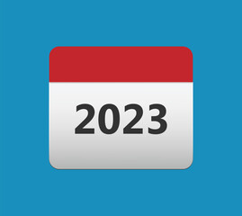 2023 calendar icon. 2023 calendar Date Month icon. Isolated on blue background