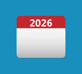 2026 calendar icon. 2026 calendar Date Month icon. Isolated on blue background
