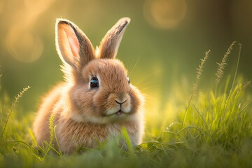cute baby bunny rabbit in the grass, generative ai, generative, ai