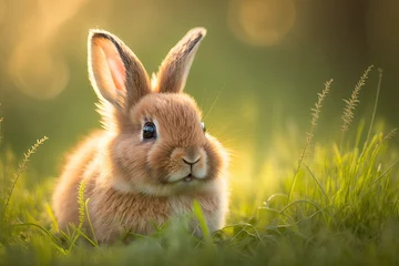 Foto op Aluminium cute baby bunny rabbit in the grass, generative ai, generative, ai © Adam