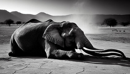 Elefante ocupado triste - obrazy, fototapety, plakaty