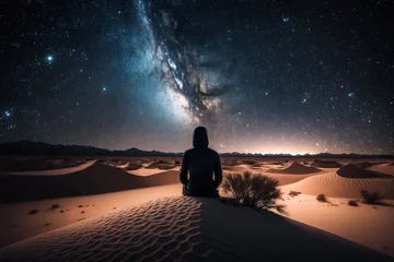 Foto op Plexiglas Seoel A person meditating on the desert sitting spiritual awakening meditation soul healing enlightenment brain mindset