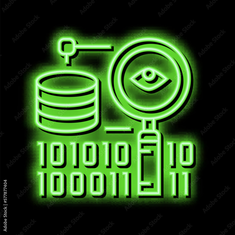 Aufkleber analysis binary digital processing neon glow icon illustration