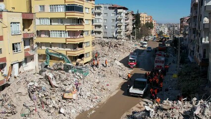 Antakya, Hatay, Turkey- February 7th, 2023: Earthquake destroyed firsth anatolian mosque Habibi Neccar. Turkey earthquake, kahramanmaras, gaziantep, adana, Hatay, adiyaman February 2023