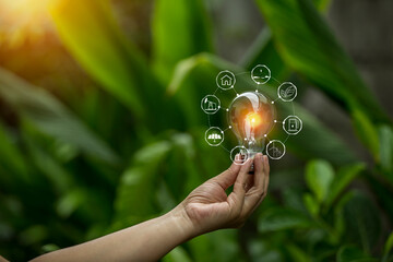 light bulbs green on background