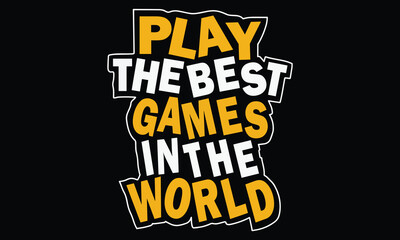 Play the best game in the world t-shirt design vector illustration.Stylish t-shirt and apparel trendy design with glitchy gamepad, typography, print, vector illustration. Global swatches.
