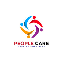 Abstract People Care Logo. Human Icon with Circular Hands Symbol. Flat Vector Logo Design Template Elements. Free Vector