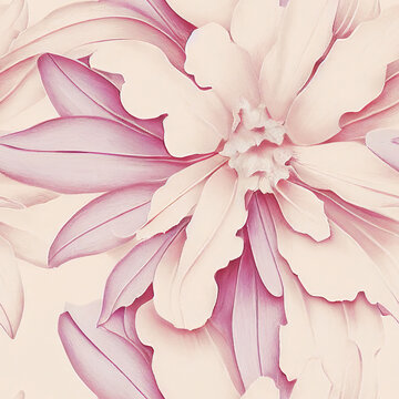 Seamless floral design with pink flowers .Endless pattern. AI generated Illustration.