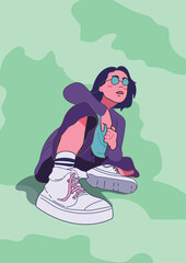 Stylish Pose Cartoon