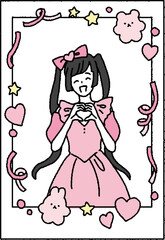 シンプルなタッチ　推しアイドルのチェキのイラストレーション