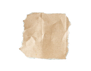 Obraz premium Brown Cardboard paper piece isolated on white background. and clipping path with copy space 