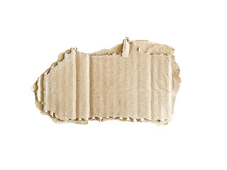 Torn cardboard pieces on a white background and clipping path. corrugated paper brown with copy...