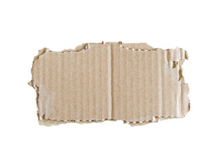 Torn cardboard pieces on a white background and clipping path. corrugated paper brown with copy...