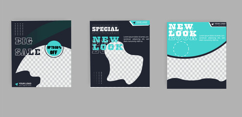 Set of Editable minimal square banner template