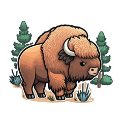 Fototapeta premium cute bison cartoon style