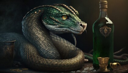 Fototapeta premium Beautiful Saint Patrick's Day Parade Celebrating Cute Creatures and Nature: Animal King Cobra Cinematic in Festive Green Attire Celebration of Irish Culture and Happiness (generative AI)