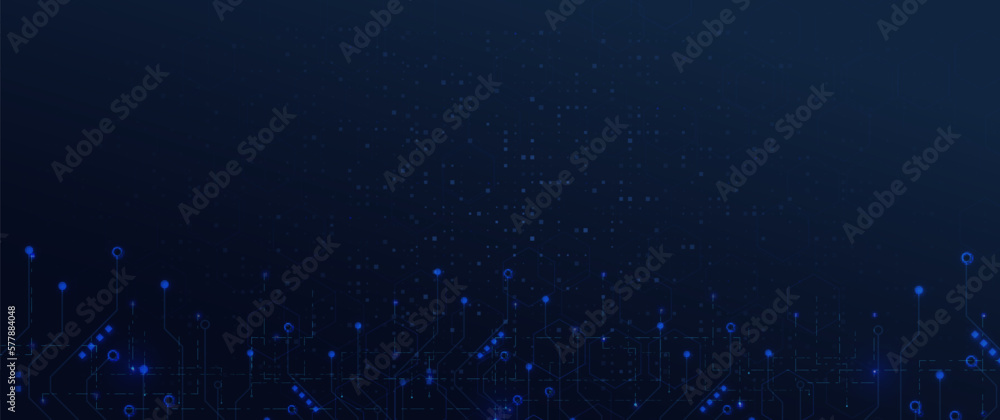 Poster abstract futuristic technology with blue circuit lines background. vector illustration