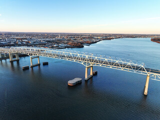 Aerial View of the Betsy Ross Bridge over the Delaware River Philadelphia 
