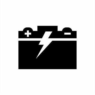 Accu battery icon from design vector template with electrical and plus minus symbol.