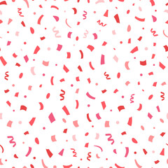 Seamless pattern with pink confetti on white background