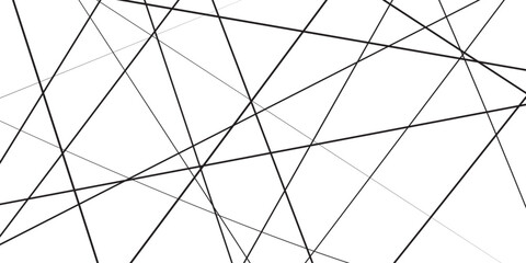 Black and white abstract random chaotic liens background. Geometric lines with banner design background.
