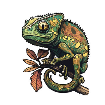 cute chameleon cartoon style