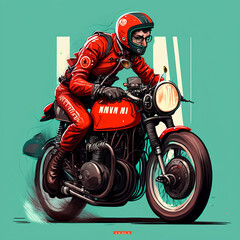 Biker on a red motorcycle