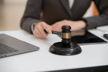 Asian business woman lawyer Working on paperwork at the office