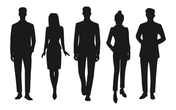vector business man and woman silhouettes