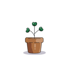 A sprout in a pot. Vector isolated illustration on white background.