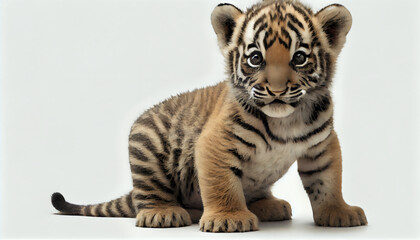 cute baby tiger, safari - obrazy, fototapety, plakaty