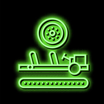 wheels installing car neon glow icon illustration
