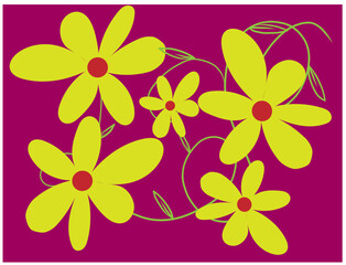 70s background with yellow flowers
