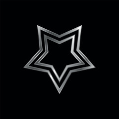 Silver Star Decorative Icon Vector Template	