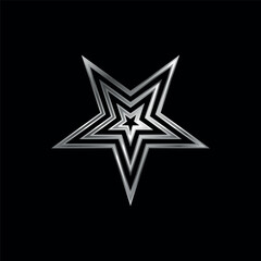 Silver Star Decorative Icon Vector Template	