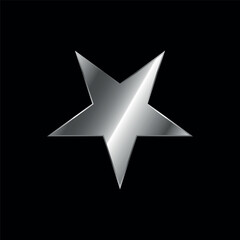 Silver Star Decorative Icon Vector Template	