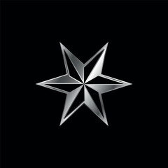 Silver Star Decorative Icon Vector Template	