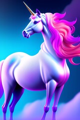 Naklejka na ściany i meble Unicorn in Colorful background - 3D Illustration