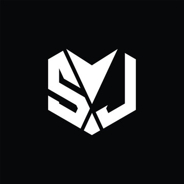 SJ Logo monogram abstract hexagon vector images design template
