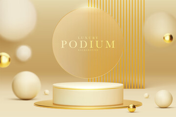 3d style podium gold luxury background, Premium vector illustration for sale or online marketing.