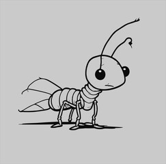 flea animal vector illustration design in cute doodle style. gray background