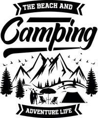 Free vector t-shirt or poster design with illustration of a tent.